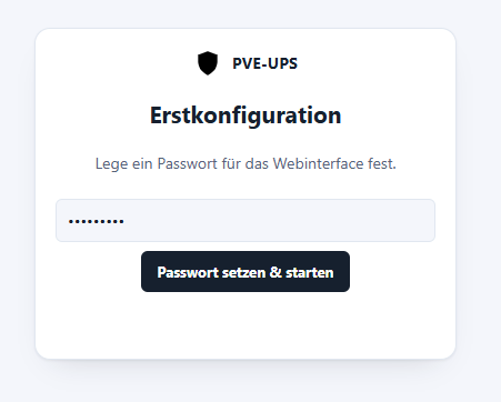 Web-Wizard von PVE-UPS zur Einrichtung der USV unter Proxmox VE  Kennwort festlegen